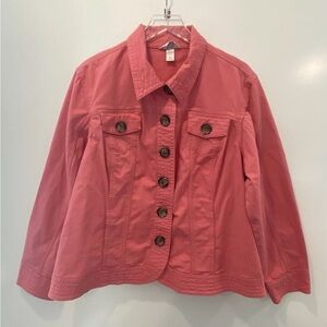 CJ Banks Pink Denim Jean‎ Jacket Womens Size 2X (BS)